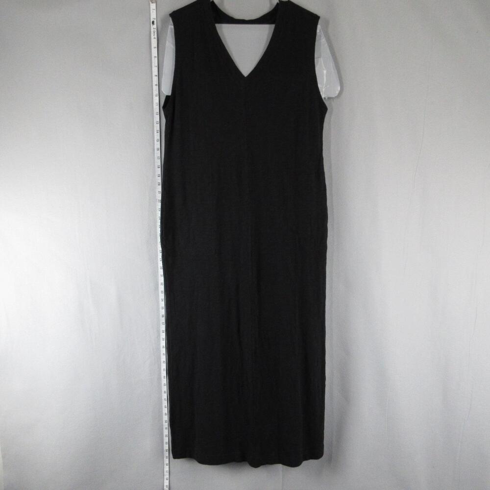 Lou & Grey Dress Womens L Black Maxi Tank Dress V-Neck Pockets 100% Cotton NWT